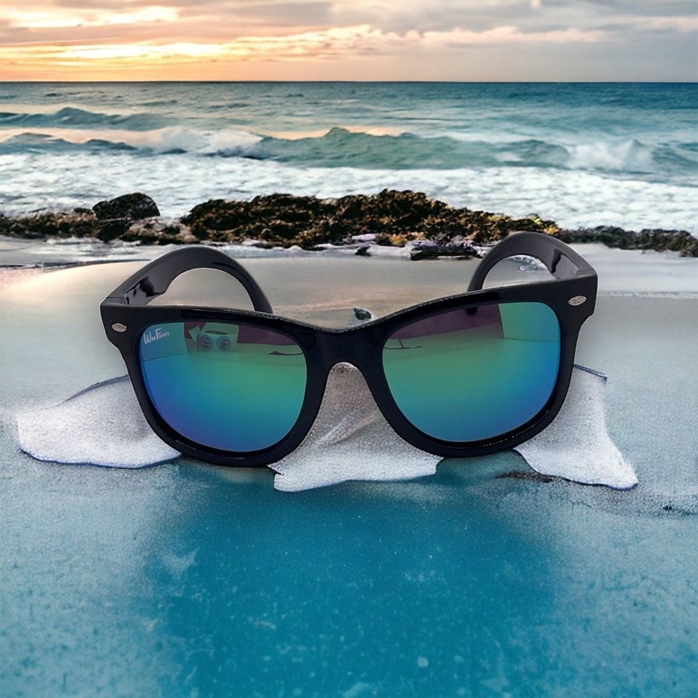 Youth WeeFarers Polarized Sunglasses Glossy Black Frames Mirrored Lens